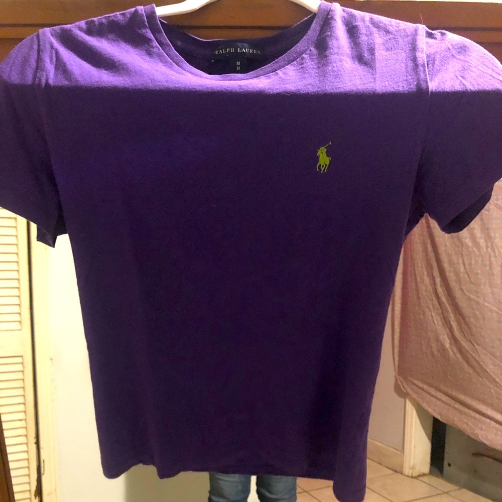❗️NICE💜Ralph Lauren slim fit shirt medium purple with lime green decal